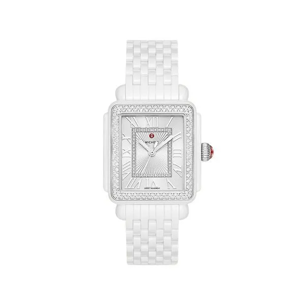Michele Deco Madison White Ceramic Diamond Watch Kiefer Jewelers