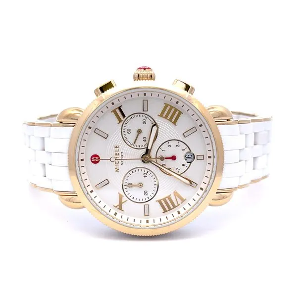 Sporty Sport Sail White Silicone Chron Michele Watch Kiefer Jewelers Lutz, FL