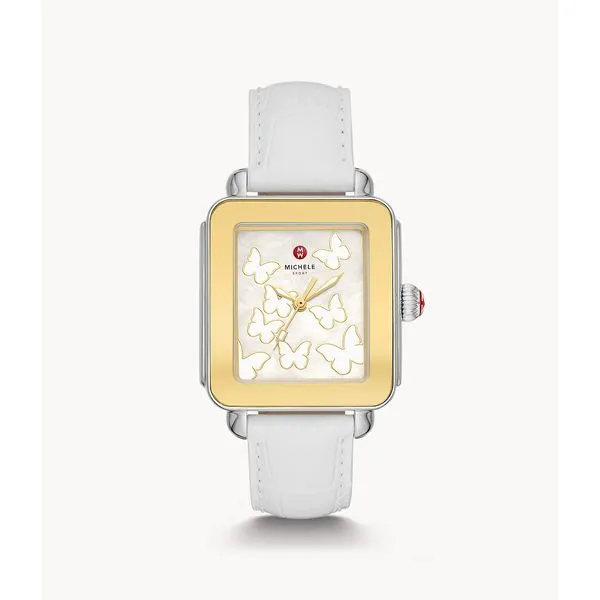 Deco Sport Gold White Leather Michelle Watch Kiefer Jewelers Lutz, FL