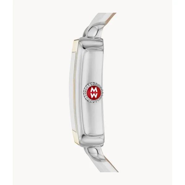 Michele Deco Sport Gold White Leather Watch Image 2 Kiefer Jewelers Lutz, FL