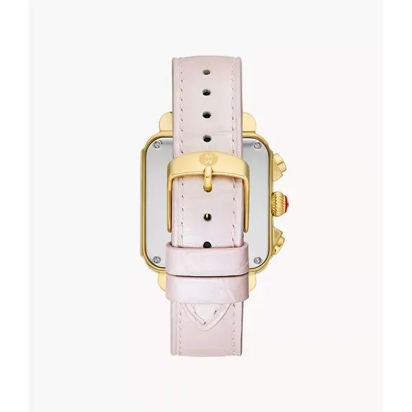 Michele Deco Sport Chronograph 18 Karat Pink Leather Watch Image 2 Kiefer Jewelers Lutz, FL