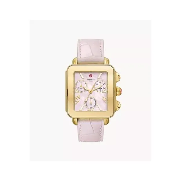 Michele Deco Sport Chronograph 18 Karat Pink Leather Watch Kiefer Jewelers Lutz, FL