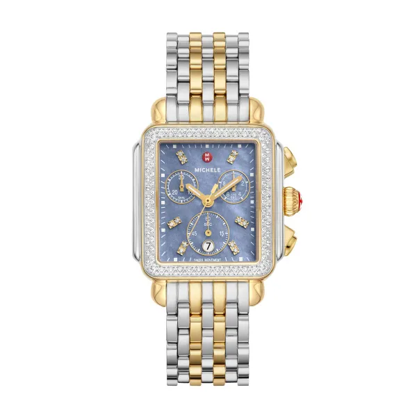 Michele Deco Two-Tone Diamond Watch with Blue Dusk Mother of Pearl Dial Kiefer Jewelers Lutz, FL