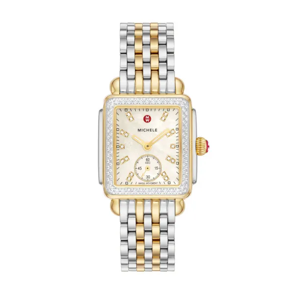 Deco Mid Two-Tone 18K Gold-Plated Diamond Michele Watch Kiefer Jewelers Lutz, FL