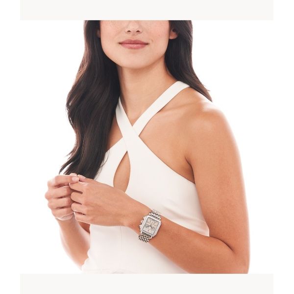 Deco Sterling Silver Diamond Michele Watch Image 3 Kiefer Jewelers Lutz, FL