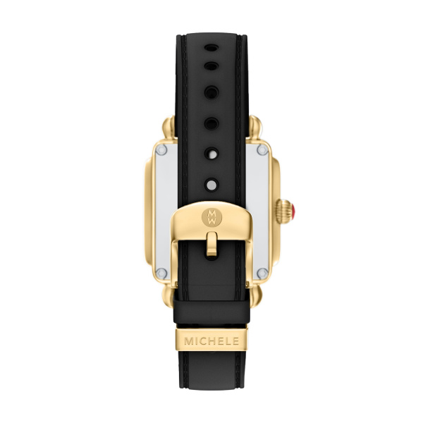 Deco Sport Mid Gold-Tone Black Silicone Watch by Michele Image 2 Kiefer Jewelers Lutz, FL