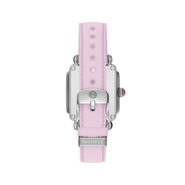 Deco Sport Mid Stainless Steel Pink Silicone Watch by Michele Image 2 Kiefer Jewelers Lutz, FL