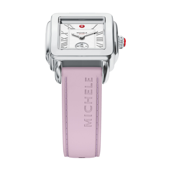 Deco Sport Mid Stainless Steel Pink Silicone Watch by Michele Image 4 Kiefer Jewelers Lutz, FL