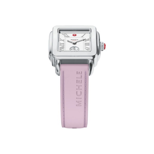 Deco Sport Mid Stainless Steel Pink Silicone Watch by Michele Image 4 Kiefer Jewelers Lutz, FL
