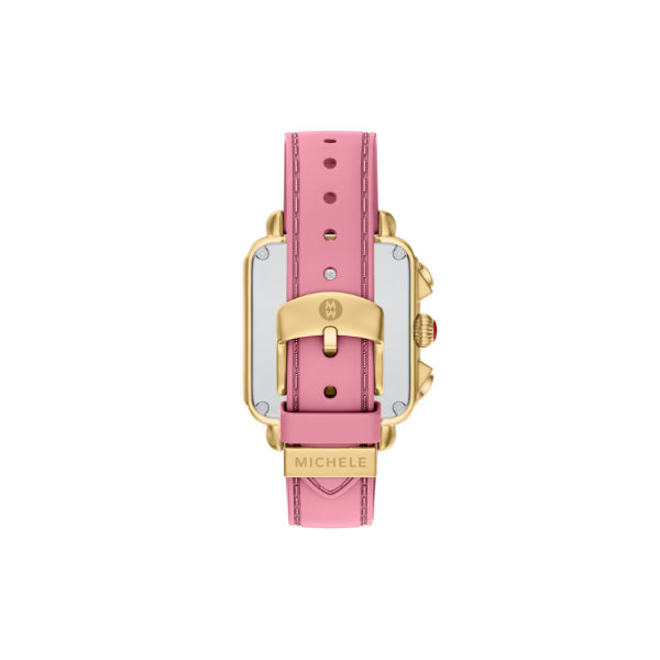 Deco Sport Chronograph Gold-Tone Vintage Pink Silicone Watch by Michele Image 2 Kiefer Jewelers Lutz, FL