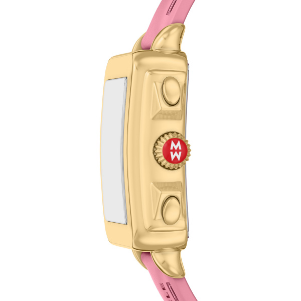 Deco Sport Chronograph Gold-Tone Vintage Pink Silicone Watch by Michele Image 3 Kiefer Jewelers Lutz, FL