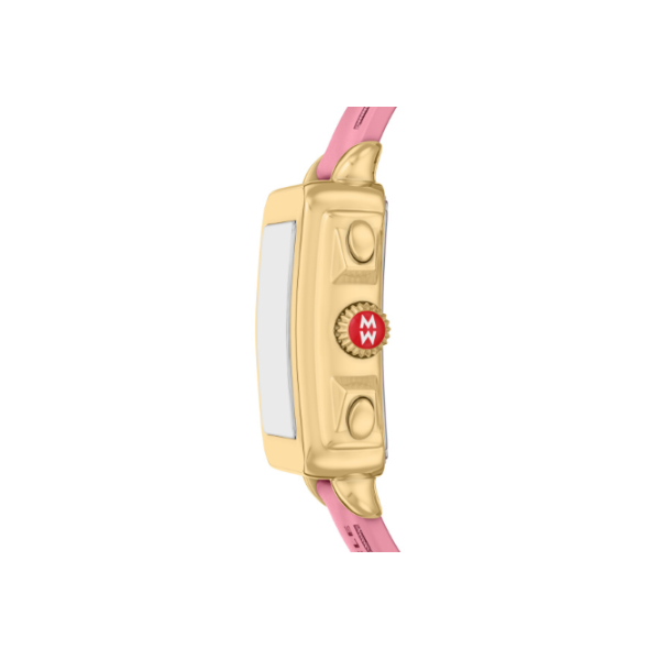 Deco Sport Chronograph Gold-Tone Vintage Pink Silicone Watch by Michele Image 3 Kiefer Jewelers Lutz, FL