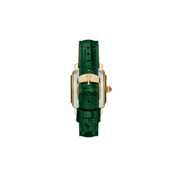 Michele Deco Sport Mid Gold-Plated Lush Green Leather Watch Image 2 Kiefer Jewelers Lutz, FL