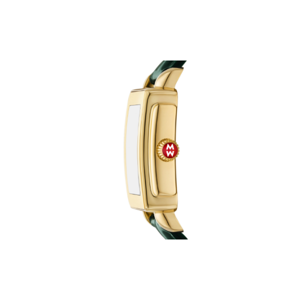 Michele Deco Sport Mid Gold-Plated Lush Green Leather Watch Image 3 Kiefer Jewelers Lutz, FL