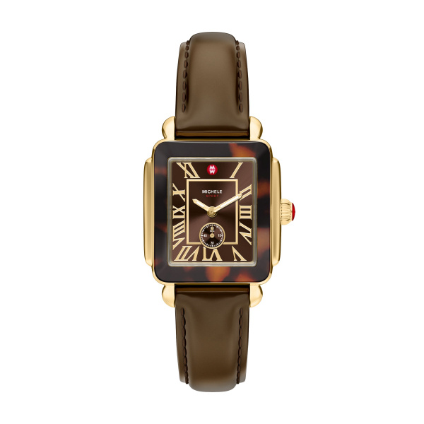 Deco Sport Mid Tort Brown Leather Watch by Michele Kiefer Jewelers Lutz, FL