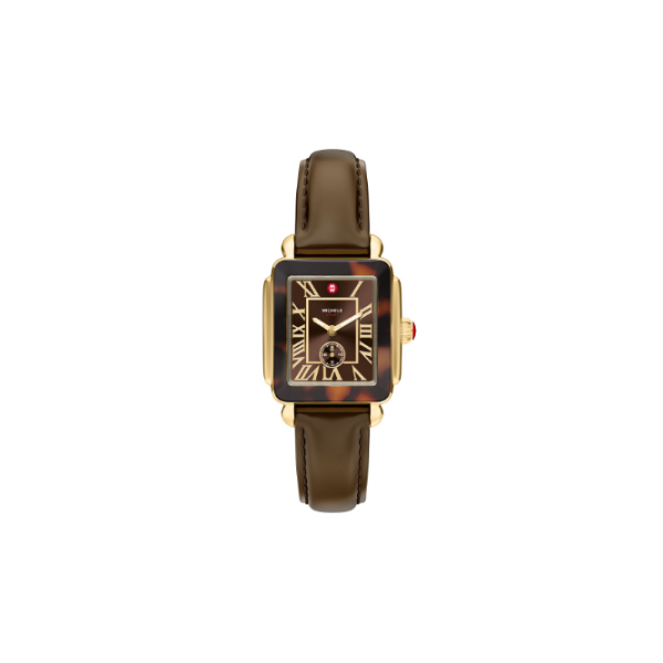 Deco Sport Mid Tort Brown Leather Watch by Michele Kiefer Jewelers Lutz, FL