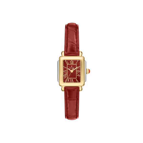 Deco Madison Mini Ruby Red Leather Watch by Michele Kiefer Jewelers Lutz, FL