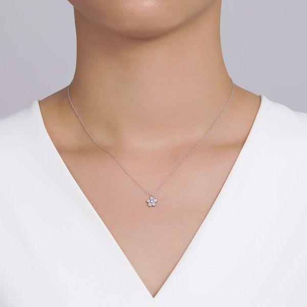 Simulated Diamond Mini Flower Necklace Image 2 Kiefer Jewelers Lutz, FL