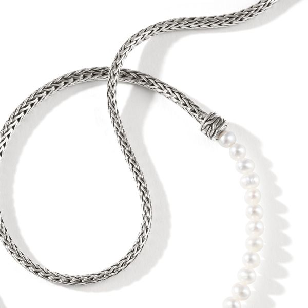 John Hardy Sterling Silver Cultured Fresh Water Pearl Station Necklace Image 3 Kiefer Jewelers Lutz, FL