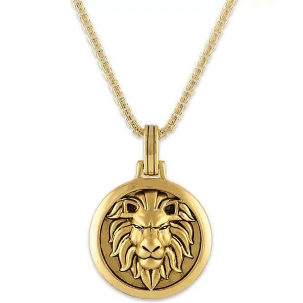 Sterling Silver 14 Karat Yellow Gold Plated Lion Amulet Pendant Necklace Kiefer Jewelers Lutz, FL