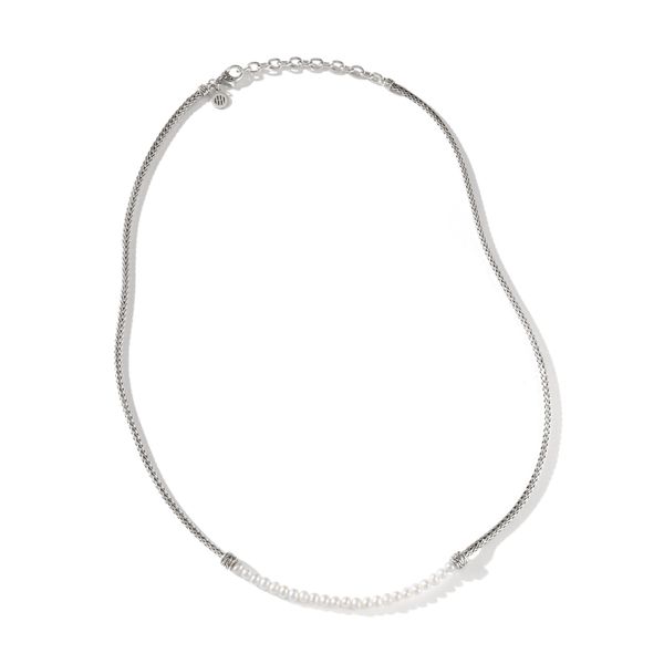 John Hardy Sterling Silver Cultured Fresh Water Pearl Station Necklace Kiefer Jewelers Lutz, FL