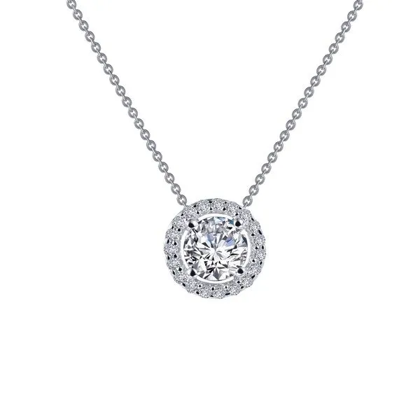 Lafonn Sterling Silver and CZ Round Halo Necklace Kiefer Jewelers Lutz, FL