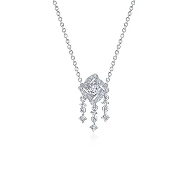 Sterling Silver Simulated Diamond Mini Chandelier Necklace Kiefer Jewelers Lutz, FL