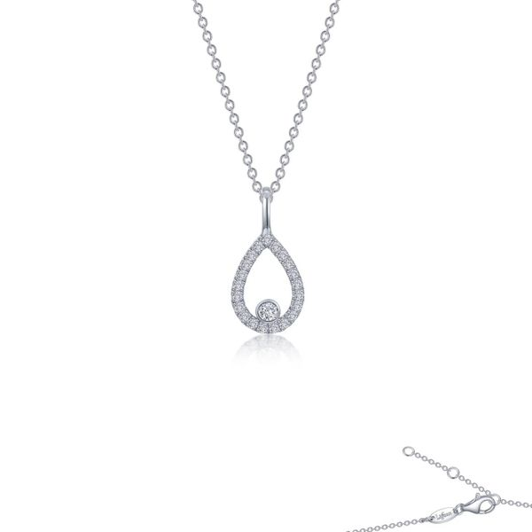 Sterling Silver Simulated Diamond Classic Pear-Shaped Necklace Kiefer Jewelers Lutz, FL