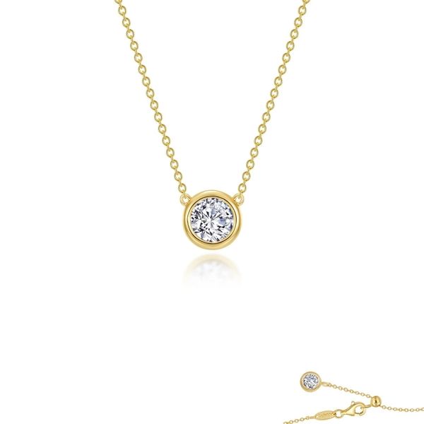 Sterling Silver Simulated Diamond Bezel-Set Solitaire Necklace Kiefer Jewelers Lutz, FL