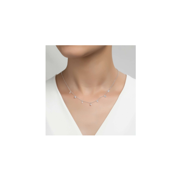 Sterling Silver Simulated Diamond Raindrop Necklace Image 2 Kiefer Jewelers Lutz, FL