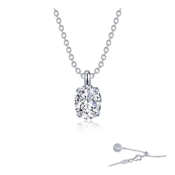 Sterling Silver 2ct Simulated Diamond Oval Solitaire Necklace Kiefer Jewelers Lutz, FL