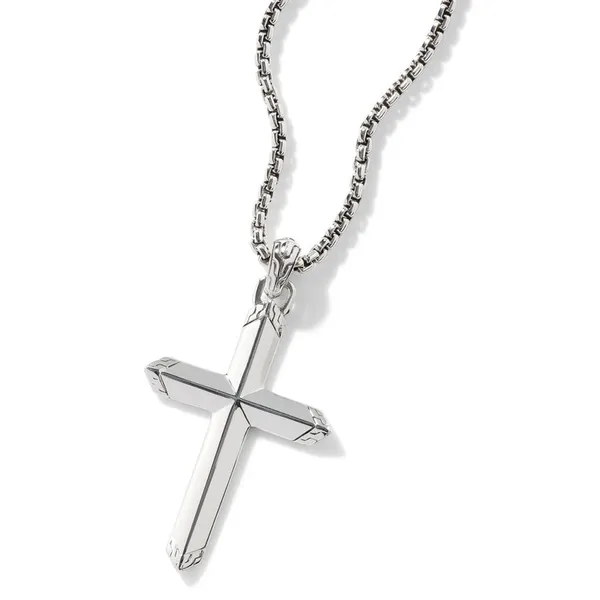 John Hardy SS Carved Chain with Cross Pendant Image 2 Kiefer Jewelers Lutz, FL