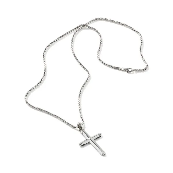 John Hardy SS Carved Chain with Cross Pendant Image 3 Kiefer Jewelers Lutz, FL