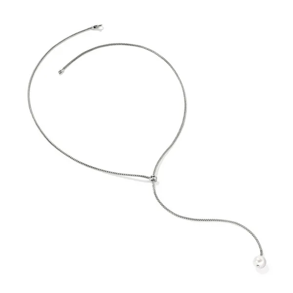 John Hardy Sterling Silver Essential Pearl Lariat Necklace Image 3 Kiefer Jewelers Lutz, FL