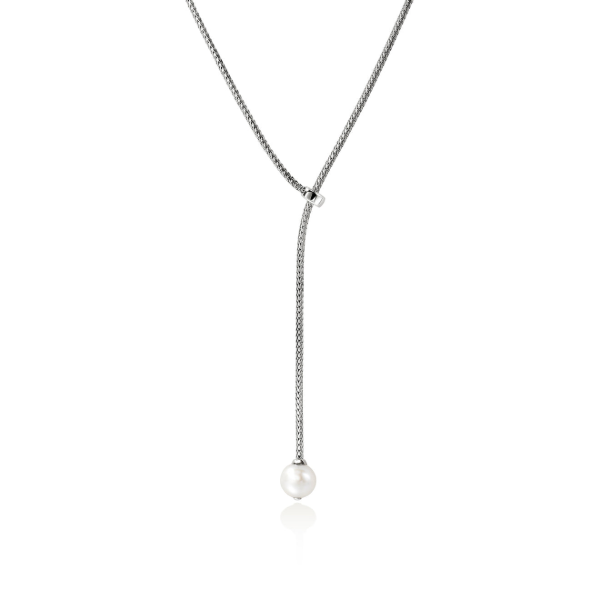 John Hardy Sterling Silver Essential Pearl Lariat Necklace Kiefer Jewelers Lutz, FL