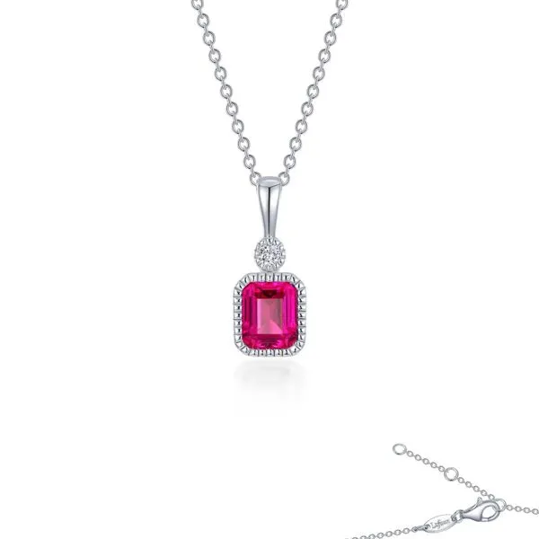Sterling Silver Simulated Diamond & Lab-Created Ruby Necklace Kiefer Jewelers Lutz, FL