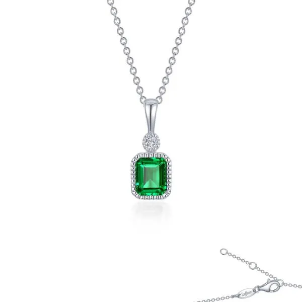 Sterling Silver Simulated Diamond and Emerald Pendant Kiefer Jewelers Lutz, FL