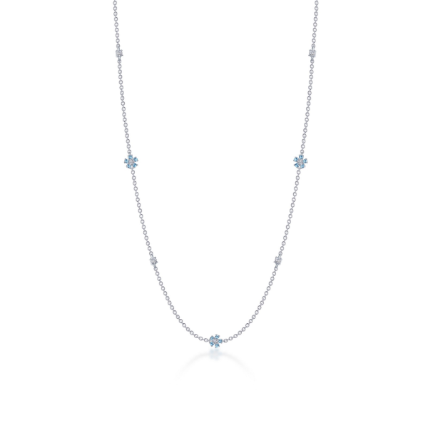 SS Simulated Diamond and Blue Topaz Mini Flower Station Necklace Kiefer Jewelers Lutz, FL