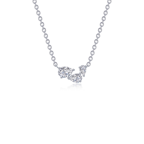 SS Simulated Diamond Three Stone Necklace Kiefer Jewelers Lutz, FL