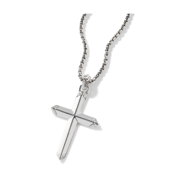 John Hardy SS Carved Chain with Cross Pendant Image 2 Kiefer Jewelers Lutz, FL