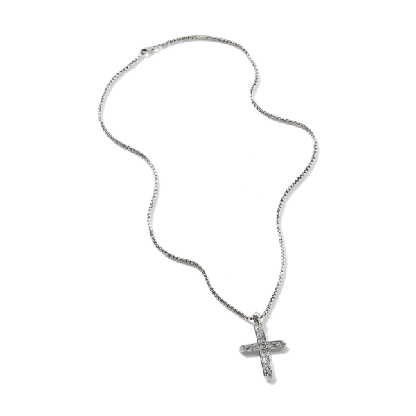 John Hardy SS Carved Chain with Cross Pendant Image 3 Kiefer Jewelers Lutz, FL
