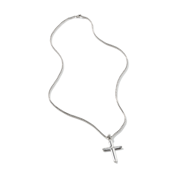 John Hardy SS Carved Chain with Cross Pendant Kiefer Jewelers Lutz, FL
