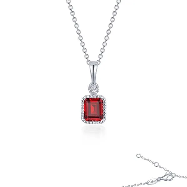 Sterling Silver Simulated Diamond and Garnet Pendant Kiefer Jewelers Lutz, FL