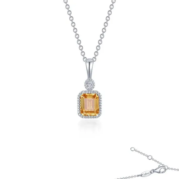 Sterling Silver Simulated Diamond and Yellow Topaz Pendant Kiefer Jewelers Lutz, FL