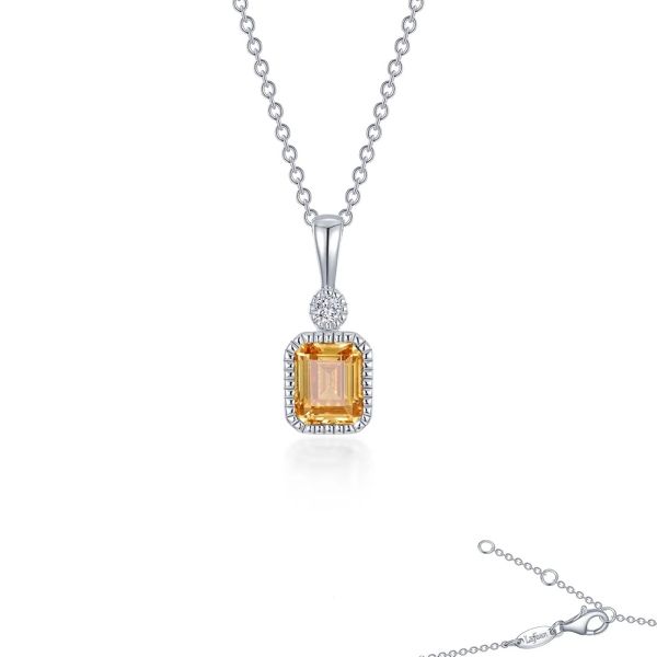 Sterling Silver Simulated Diamond and Yellow Topaz Pendant Kiefer Jewelers Lutz, FL