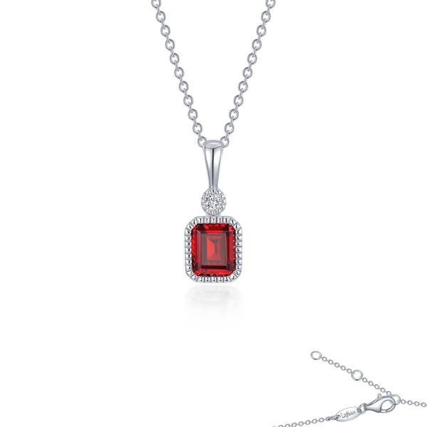 Sterling Silver Simulated Diamond and Garnet Pendant Kiefer Jewelers Lutz, FL