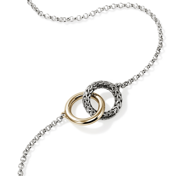 John Hardy 14KY and Sterling Silver Essentials Interlinking Necklace Image 2 Kiefer Jewelers Lutz, FL