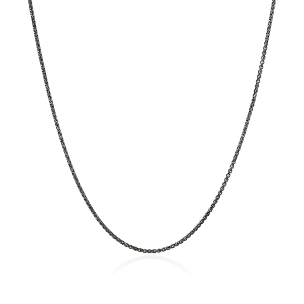 SS Satin Matte Black Rhodium Box Chain Necklace by John Hardy Kiefer Jewelers Lutz, FL