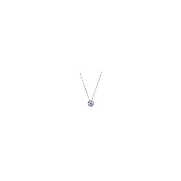 SS Simulated Aquamarine and Simulated Diamond Halo Birthstone Necklace by Lafonn Kiefer Jewelers Lutz, FL