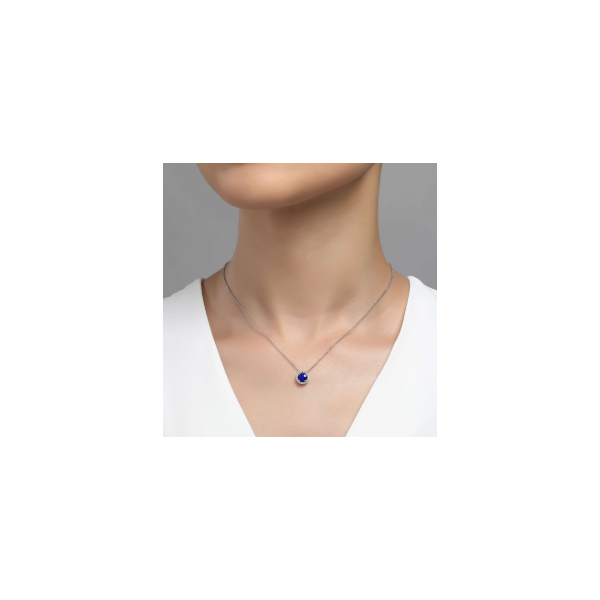 SS Lab Grown Sapphire and Simulated Diamond Halo Birthstone Necklace by Lafonn Image 2 Kiefer Jewelers Lutz, FL
